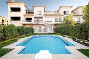 Private pool and exterior of a luxury villa with private pool