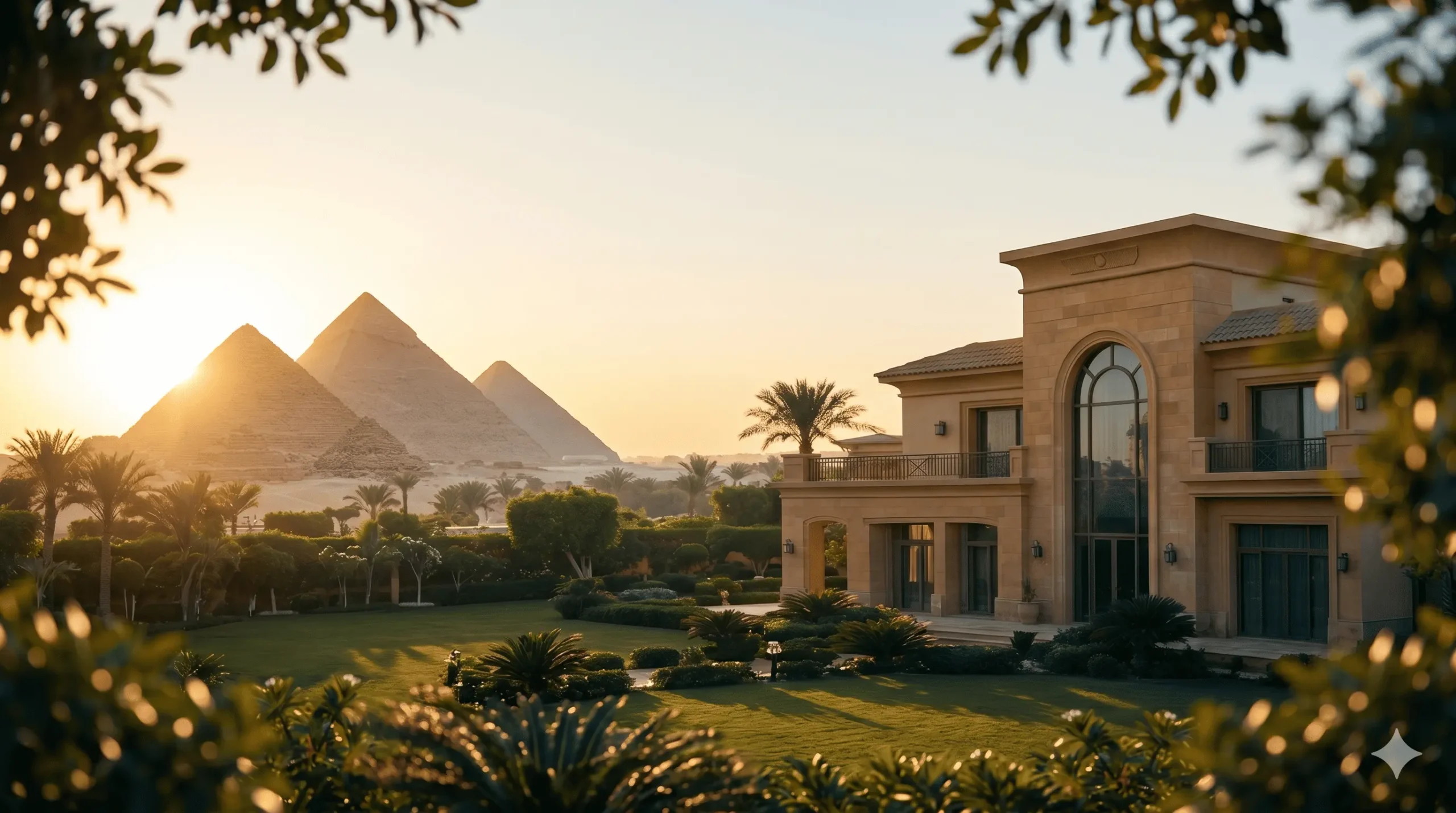 The pyramids with Sunrise View and Luxury Private Villa