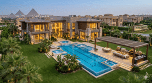 Private villa with private pool have a view on pyramids