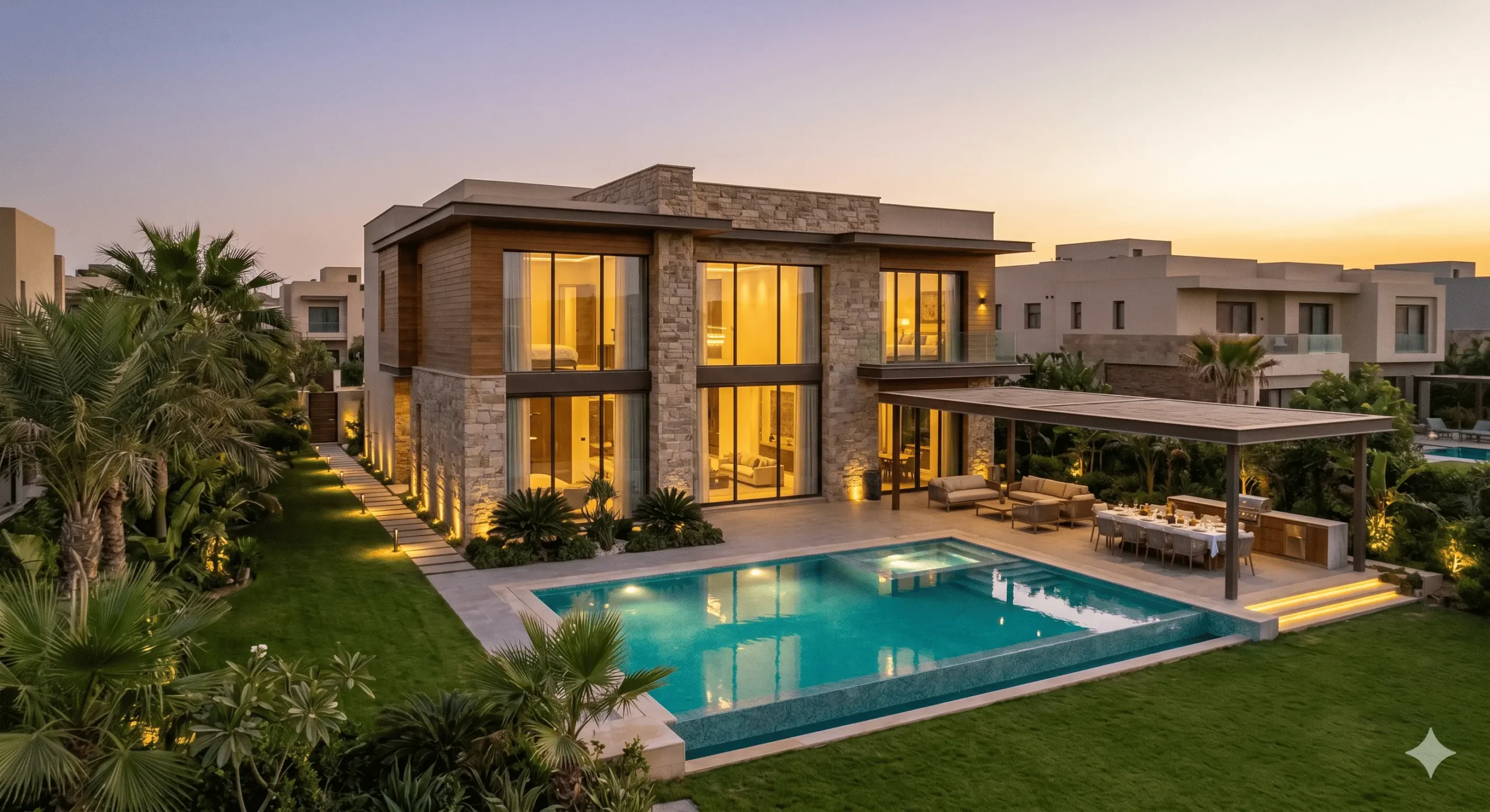 A Luxury Villa with a pool in New Cairo